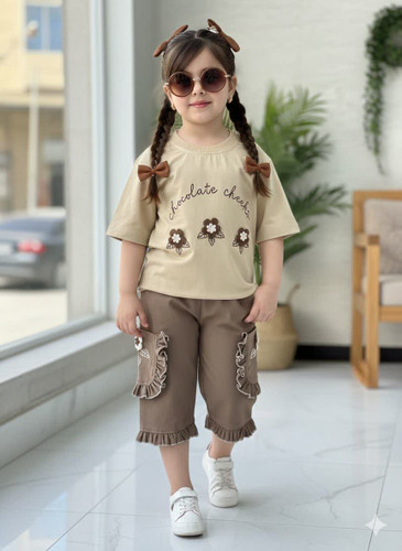 تیشرت شلوارک دخترانه سه گل